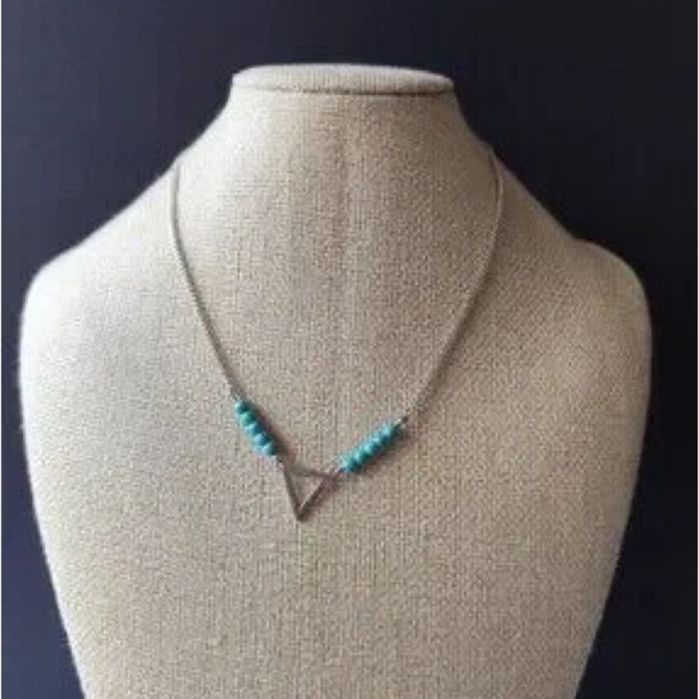 Turquoise Bead Triangle Pendant Necklace - Women Jewelry